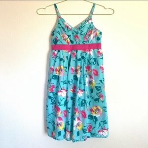 Aphorism Pleated Detail Floral Teal & Pink Size 8